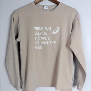 Kids Asics Beige Long Sleeve Graphic Tee(12-14)